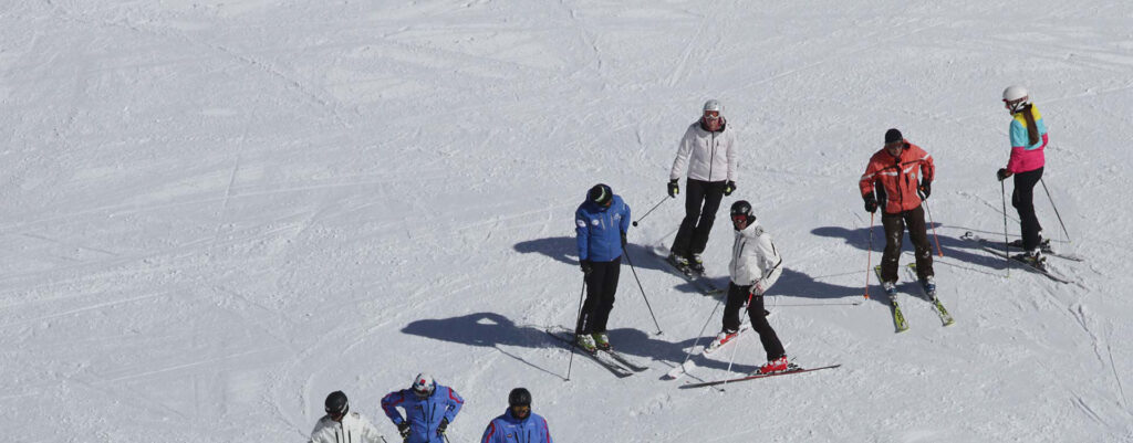 Ski slope with skiers